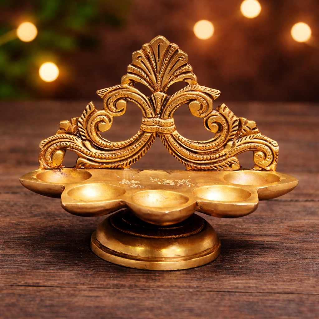 Traditional Pooja Lamp with Intricate Design